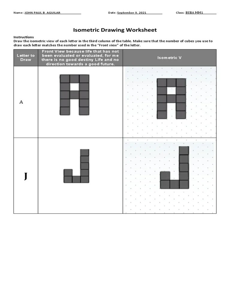 Isometric Drawing Worksheet | PDF