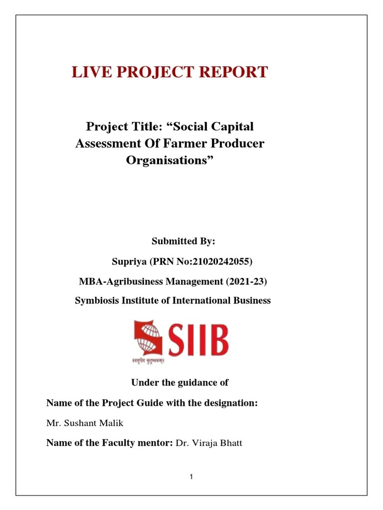 Supriya Live Project | PDF | Agriculture | Social Capital