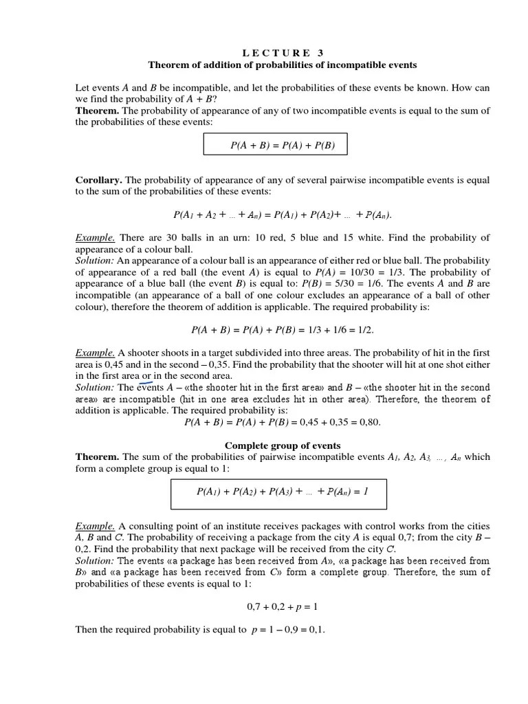 Lecture 3 - STAT - 2022 | PDF | Probability | Mathematics