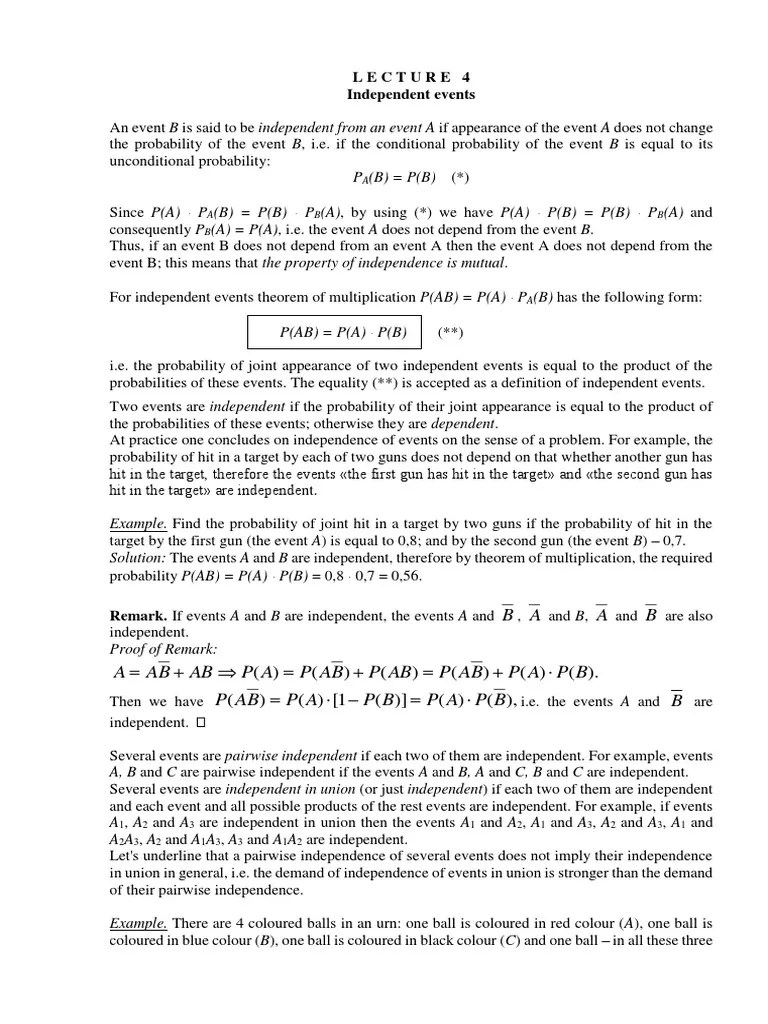 Lecture 4 - STAT - 2022 | PDF | Formula | Probability