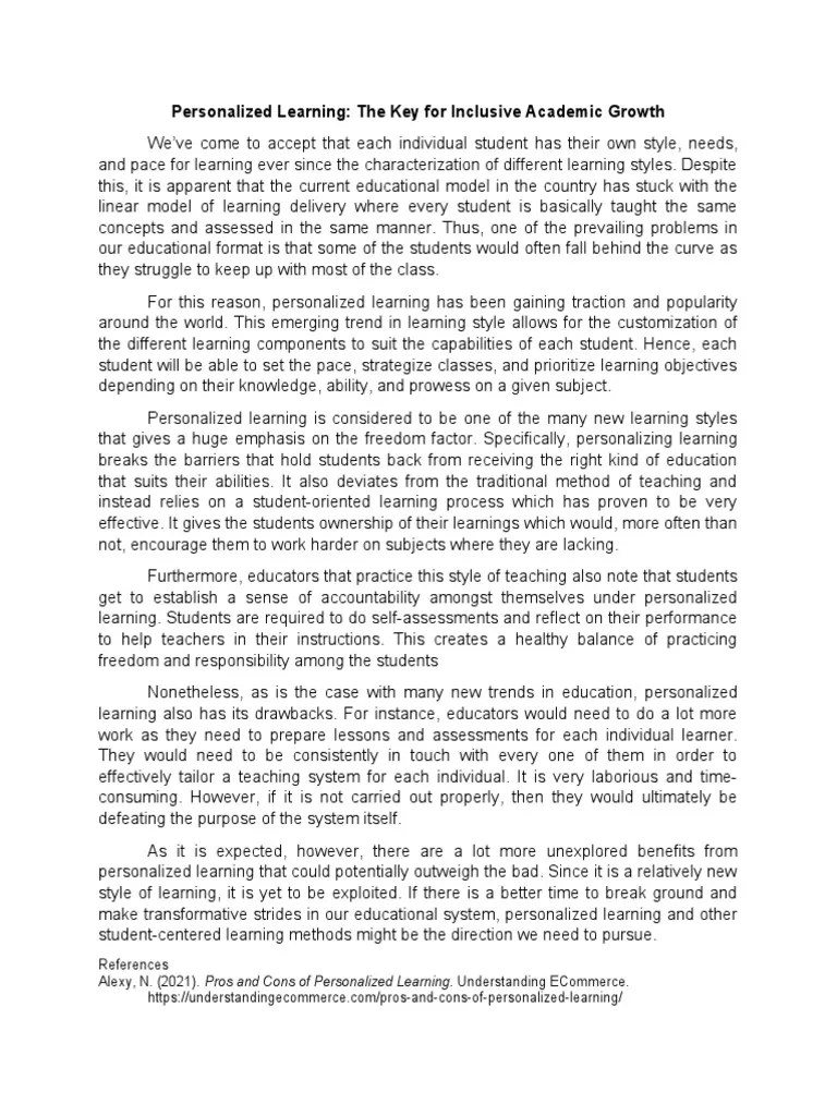 5-Personalized Learning | PDF | Learning | Teaching Method