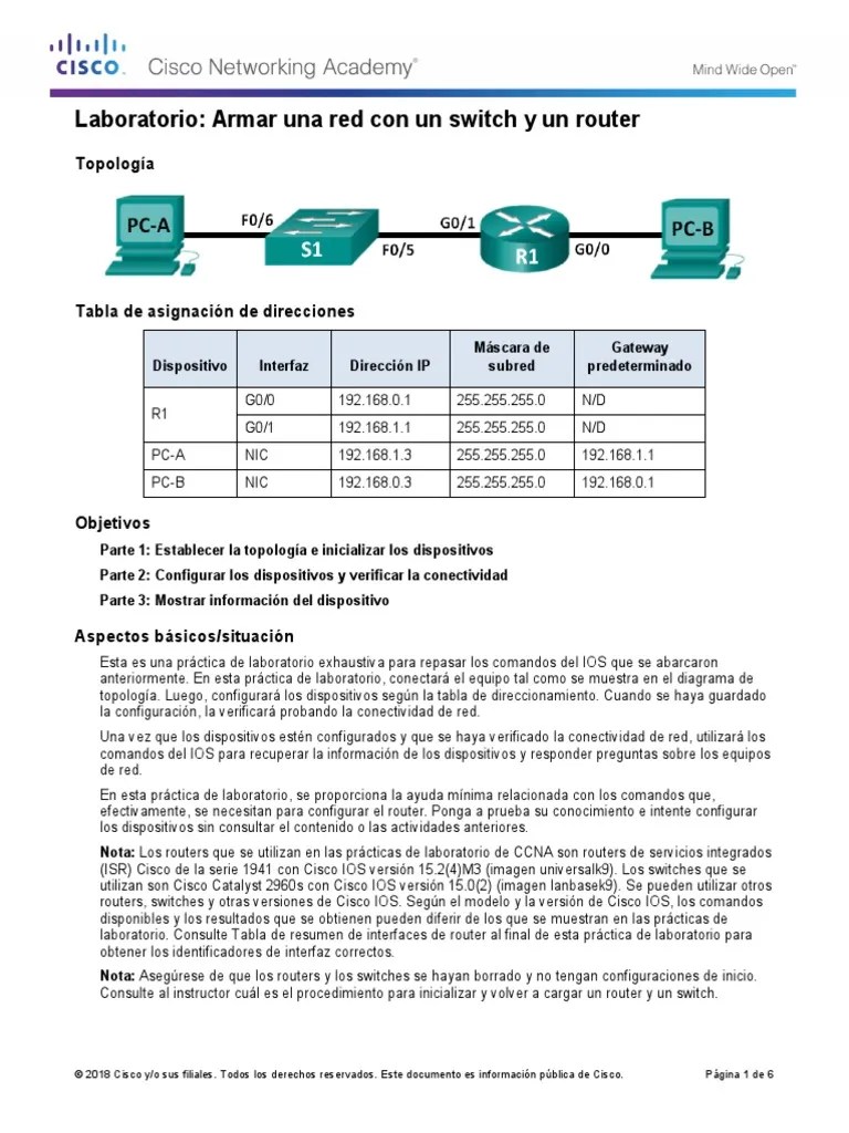 6.5.1.2 Lab - Building A Switch And Router Network | PDF | Enrutador ...