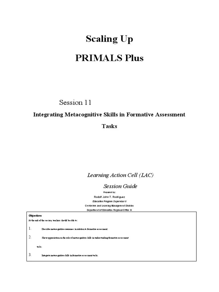 Integrating Metacognitive Skills In Formative Assessment | PDF ...