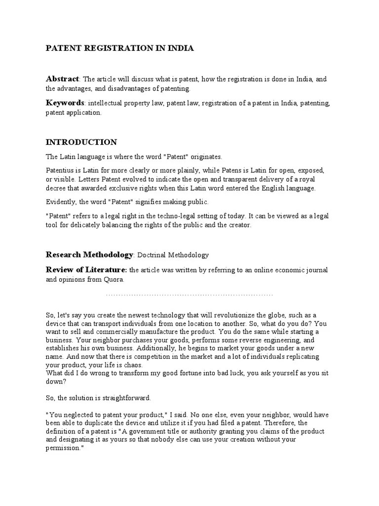 Patent Registration In India | PDF | Patent | Invention