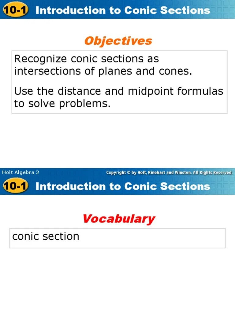 10-1 Intro To Conic Sections - Class | PDF | Ellipse | Circle