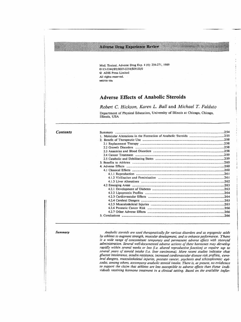 Adverse Effects Of Anabolic Steroids | PDF