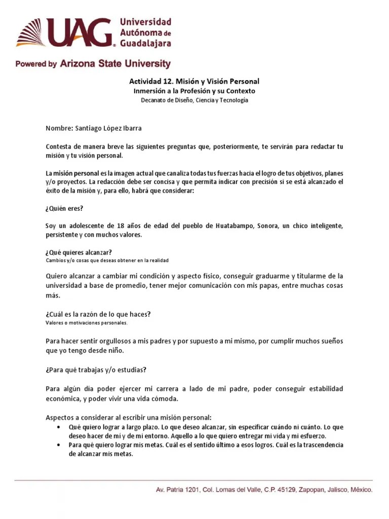 Misión Y Visión De Un Joven Emprendedor | PDF