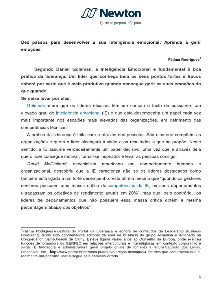 10 Passos Para Desenvolver A Sua Inteligência Emocional | PDF | Emoções ...