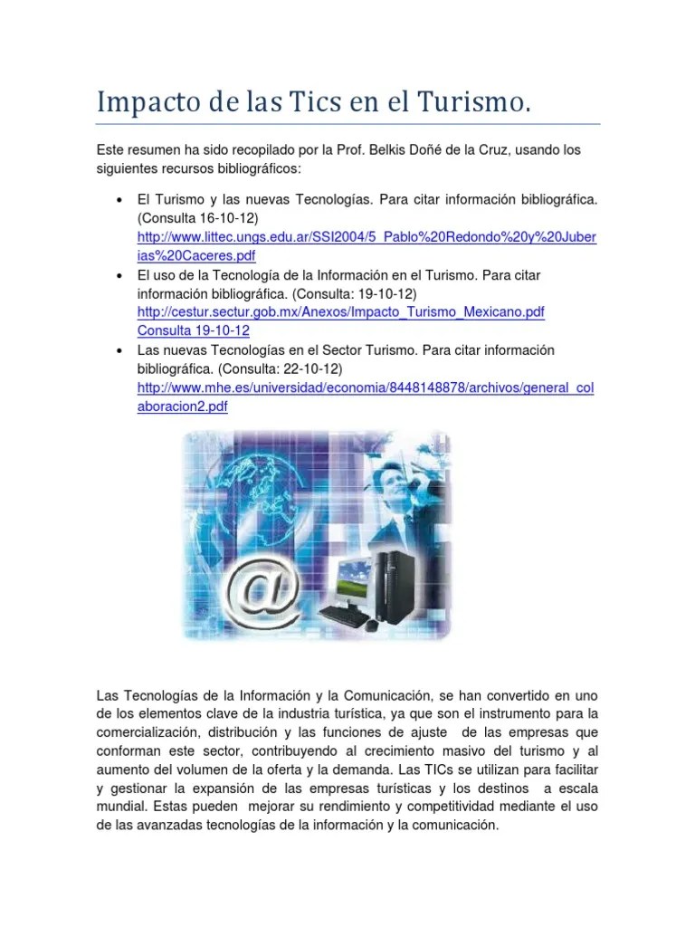 34524740impacto De Las Tics En El Turismo | PDF | Turismo | Tecnología De Información Y ...
