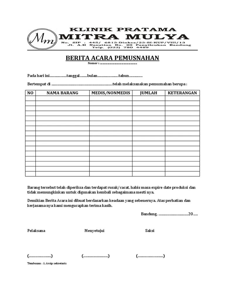 Pemusnahan Barang Medis Dan Non Medis | PDF