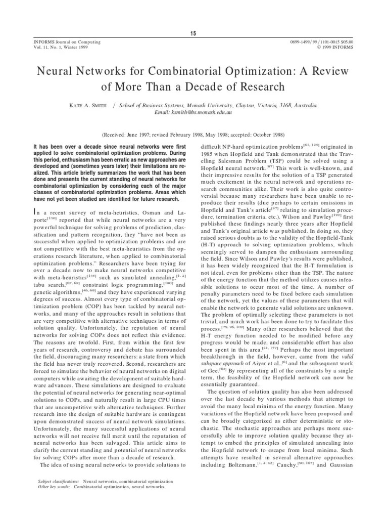 Neural Networks For Combinatorial Optimization | PDF | Mathematical ...