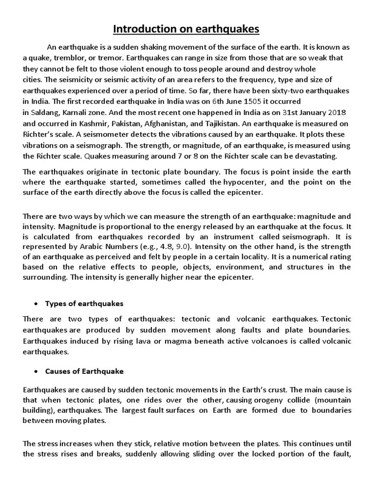 Introduction On Earthquakes | PDF | Earthquakes | Earthquake Engineering
