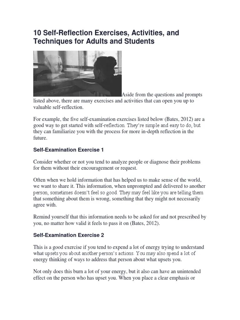 10 Self-Reflection Exercises, Activities, And Techniques For Adults And ...