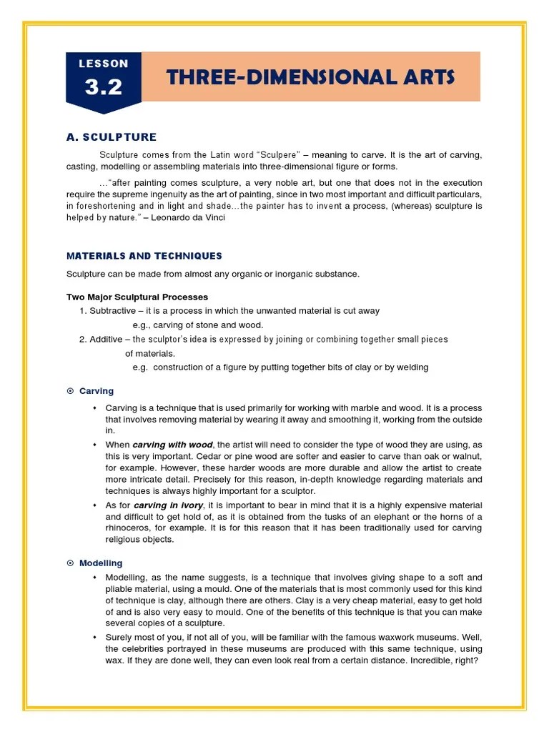 Chapter 1.3.2 Mediums Of Sculpture And Architecture | PDF