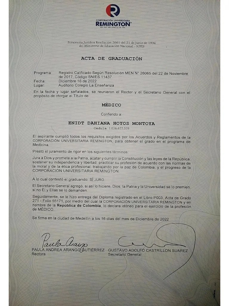 Acta De Graduación | PDF