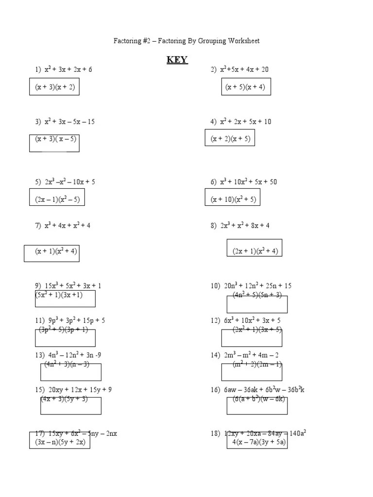 Factoring By Grouping Key | PDF