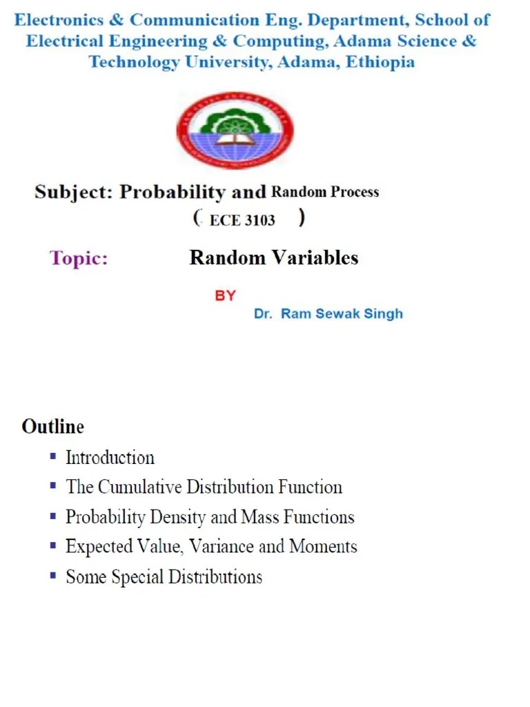CHAPTER 03-Random Variable | PDF | Probability Distribution ...