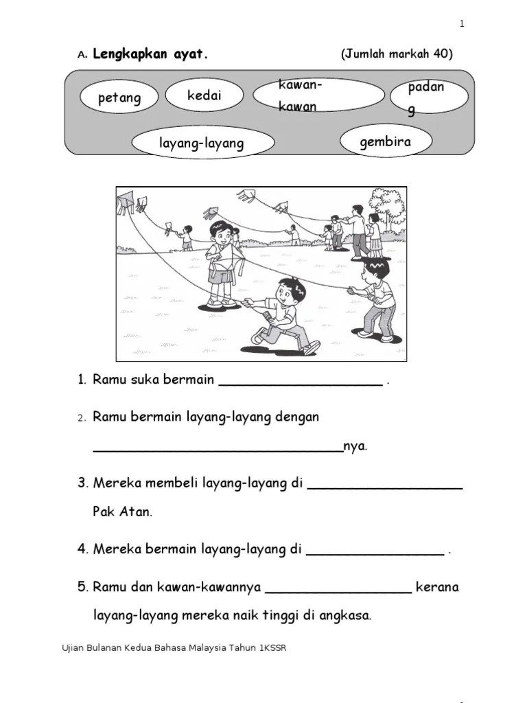 Contoh latihan untuk tahun 1. Soalan Latihan Bahasa Melayu Tahun 2 Kssr - Selangor t