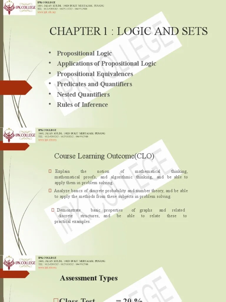 CHAPTER 1b Logic And Sets V1.1 | PDF | Argument | Logic