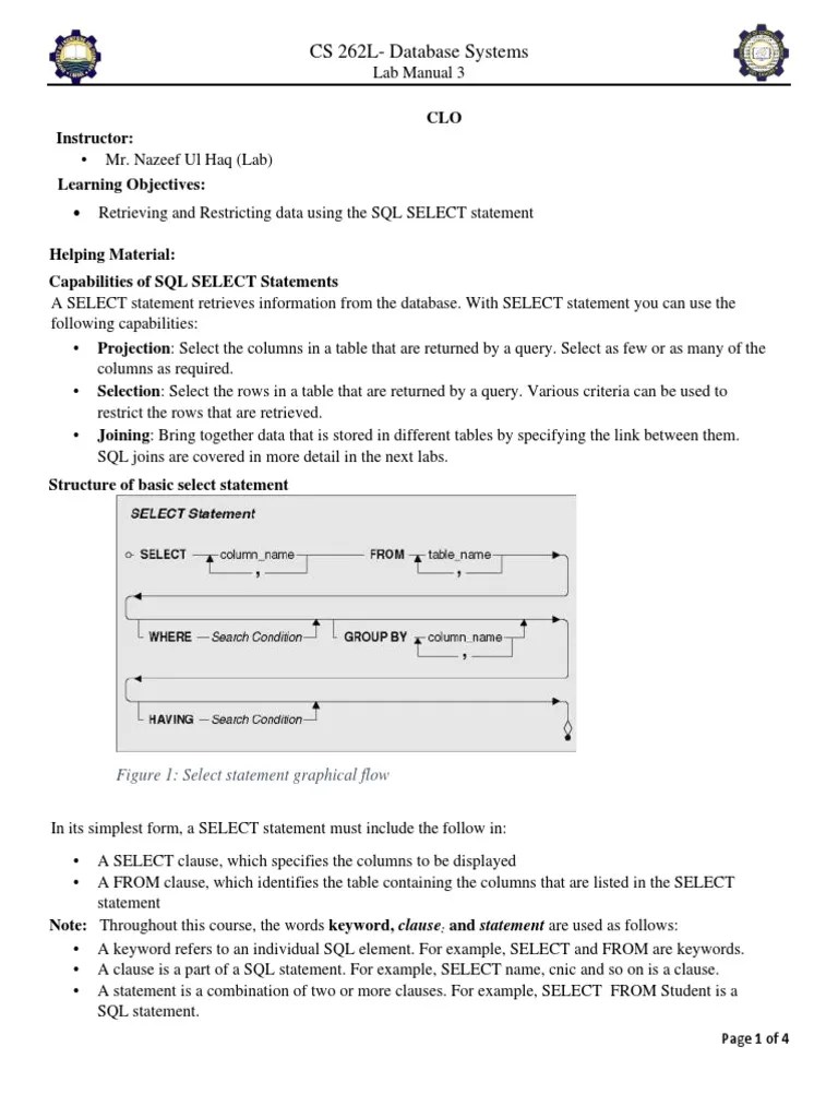 Lab Manual Week 03 | PDF | Sql | Information Retrieval