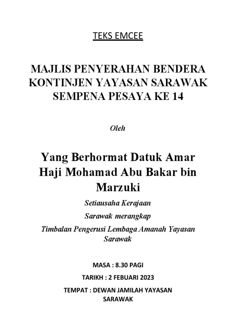 Teks Emcee Majlis Persaya 14 | PDF