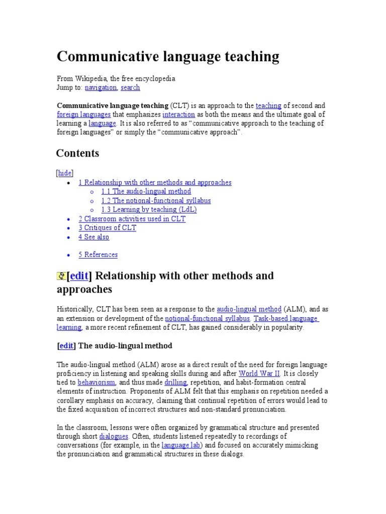 Communicative Language Teaching | PDF | Language Education | Behavior Modification