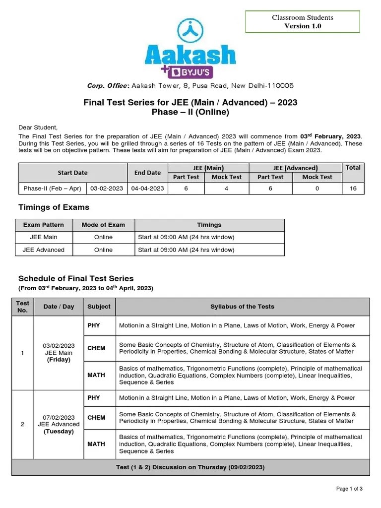 Final Test Series - JEE (Main & Adv) 2023 - Phase-II | PDF | Chemistry | Electromagnetic Radiation