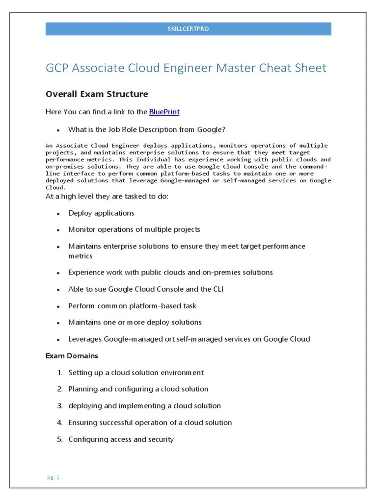 GCP Associate Cloud Engineer Master Cheatsheet | PDF | Cloud Computing ...