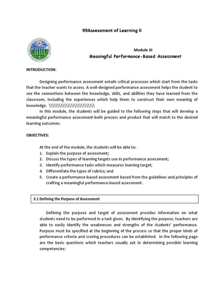 Assessment Learning 2. M3 | PDF | Educational Assessment | Rubric (Academic)