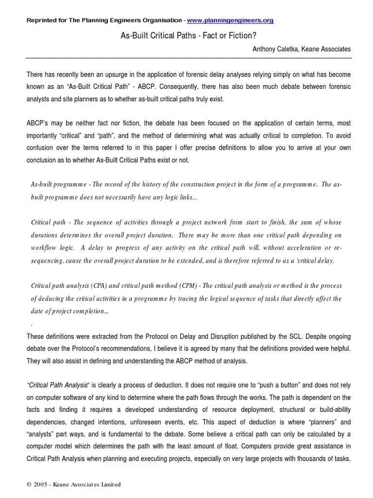 As Built Critical Paths | PDF