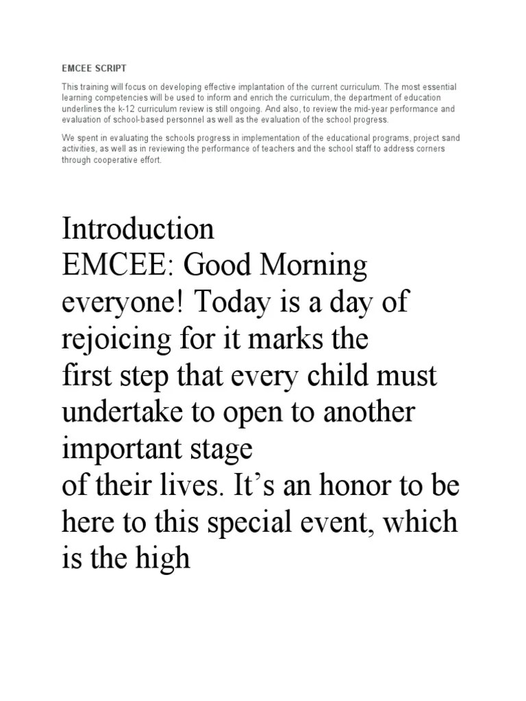 Emcee Script | PDF