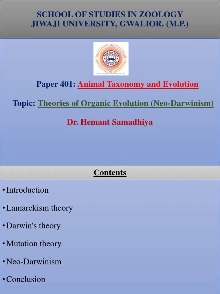 Theories Of Organic Evolution Neo-Darwinism | PDF | Natural Selection ...