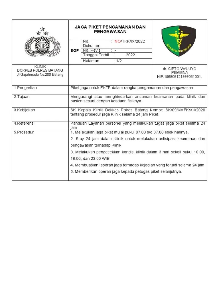 Sop Pengamanan Klini | PDF
