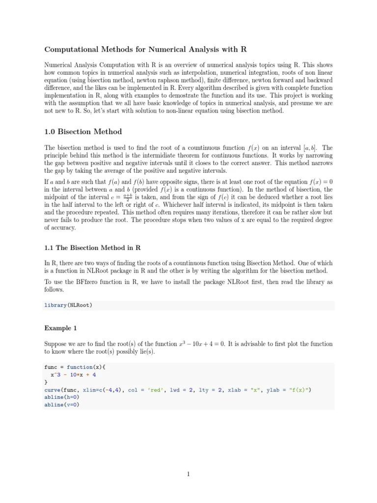 Computational Method For Numerical Analysis With R | PDF | Numerical ...