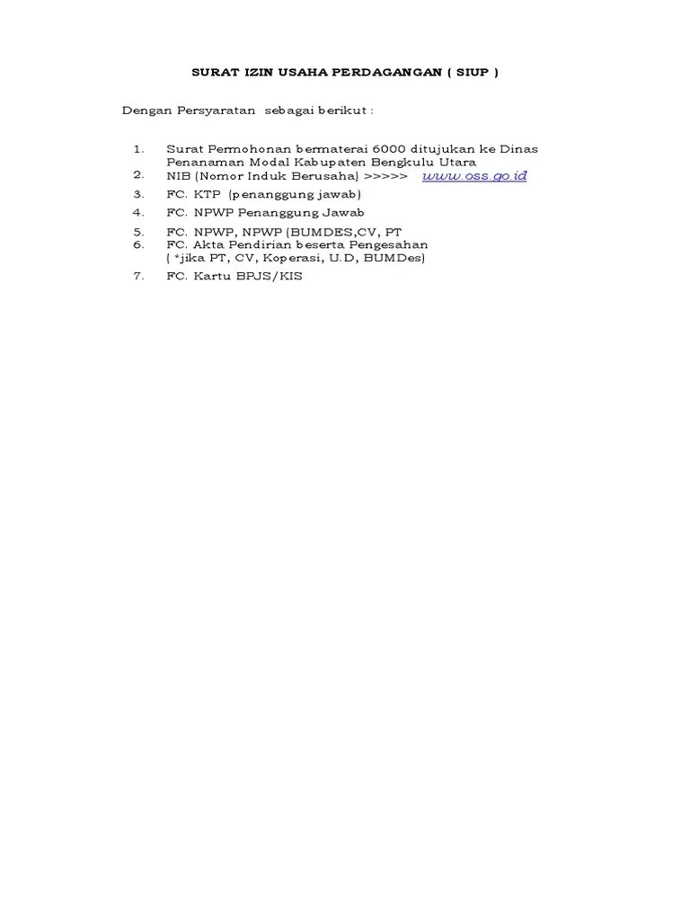 Surat Izin Usaha Perdagangan | PDF