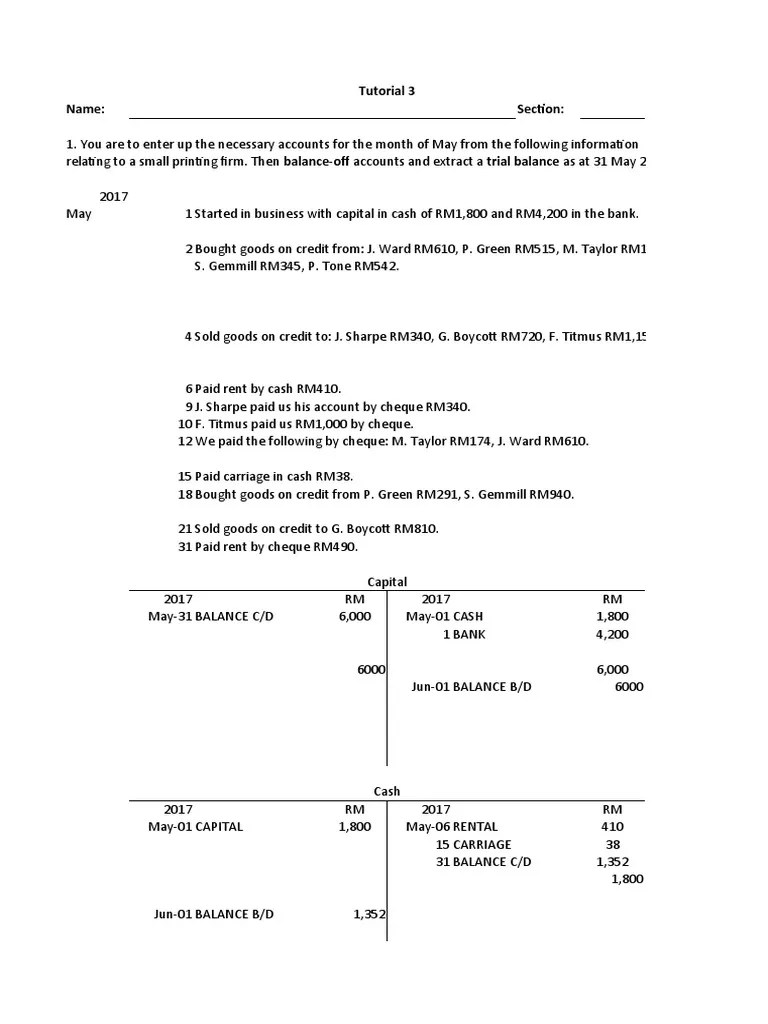 Tutorial 2 - Questions | PDF | Debits And Credits | Business