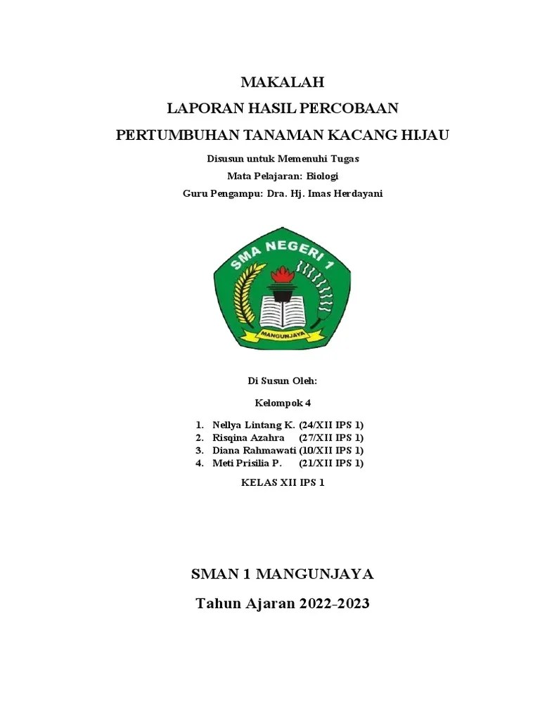 Makalah Biologi Pertumbuhan Kacang Hijau | PDF | Sains & Matematika