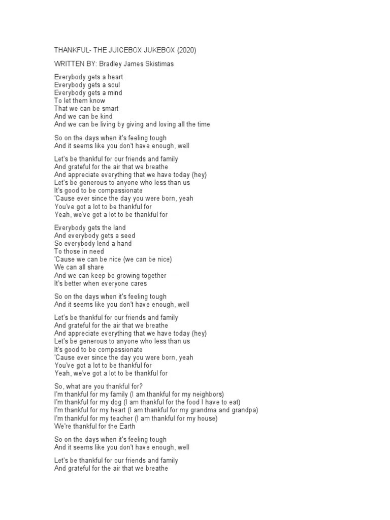 Thankful Lyrics | PDF