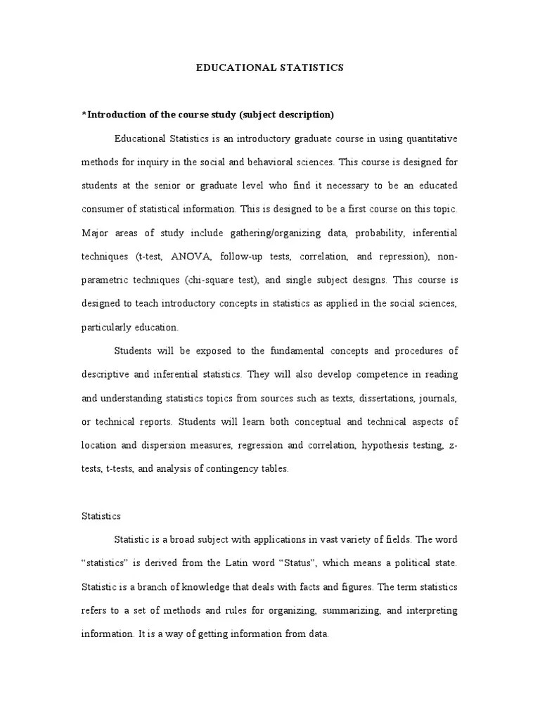 Educational Statistics | PDF | Statistics | Methodology