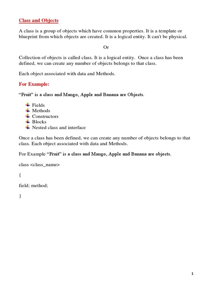 Chapter 5 Class, Objects, Methods, Constrctors And Inheritances | PDF ...
