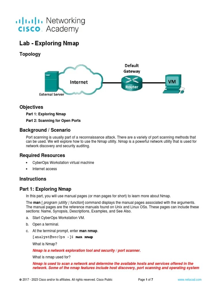 9.3.8 Lab - Exploring Nmap | PDF | Ip Address | File Transfer Protocol