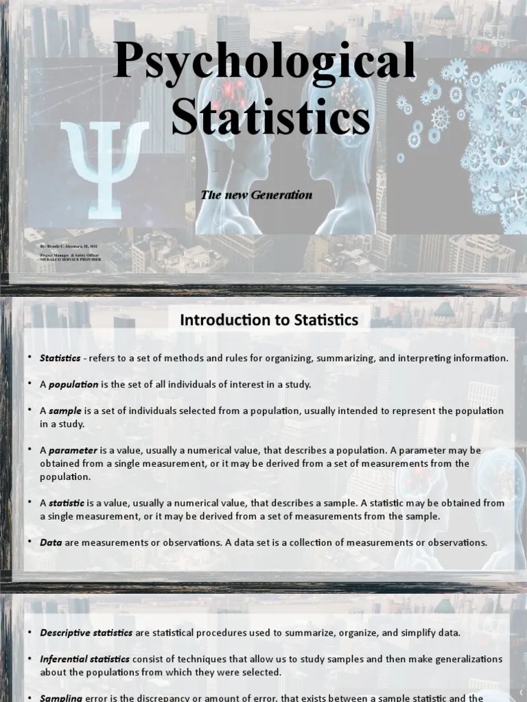 01 PPT Psych. Statistics | PDF | Level Of Measurement | Statistics