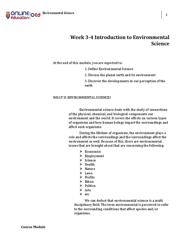 Week 3-4 - Introduction To Environmental Science PDF | Download Free ...