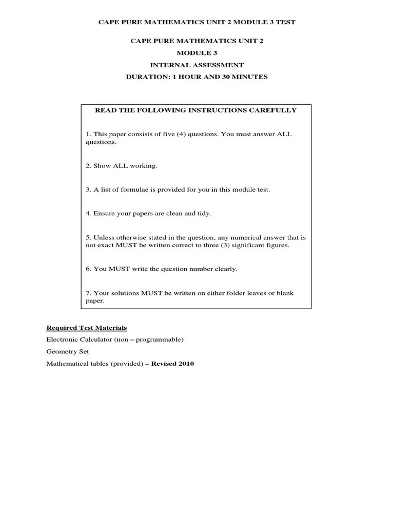 Unit 2 Module 3 Test & Solutions | PDF | Differential Equations | Equations