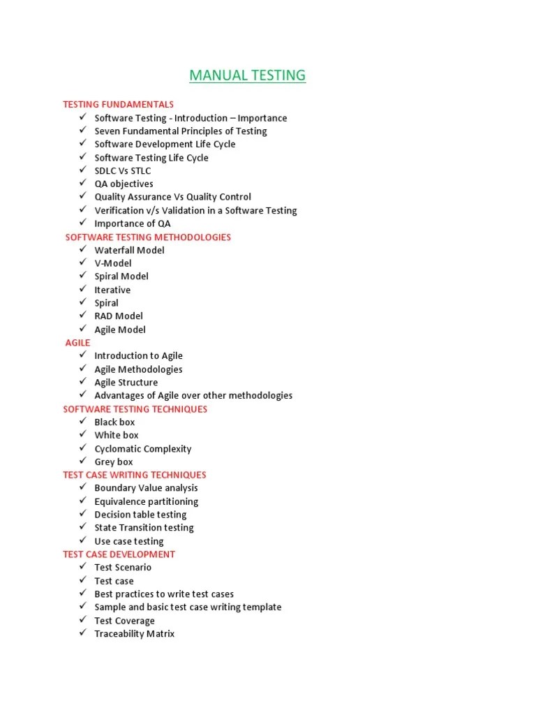 Manual & SELENIUM COURSE CONTENT PDF | PDF | Software Testing ...