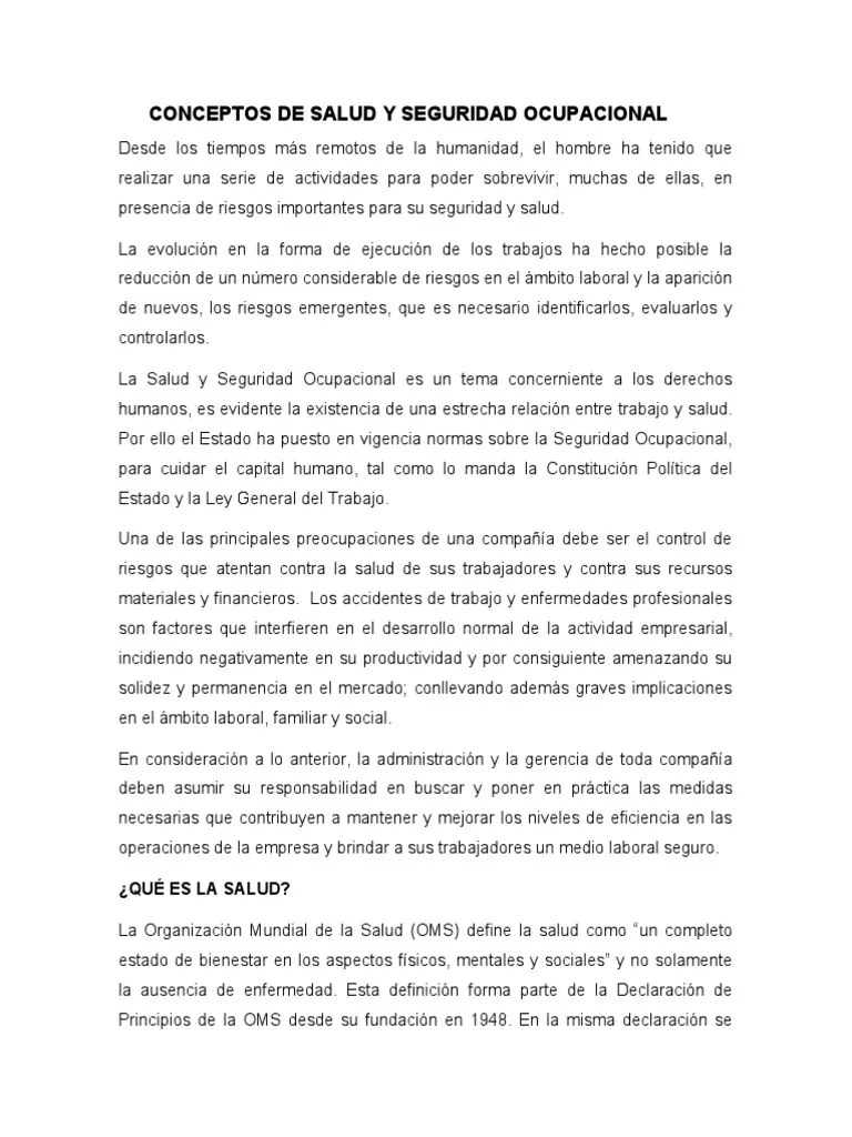 Salud Y Seguridad Ocupacional | PDF | Seguridad Y Salud Ocupacional