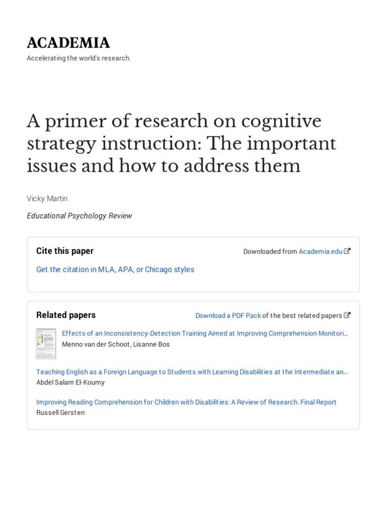 Cognitive Strategy 1 | PDF | Teachers | Experiment