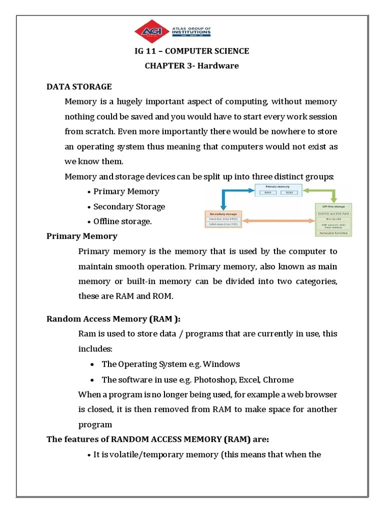 CHAPTER 3 - Data Storage | PDF | Random Access Memory | Computer Data ...
