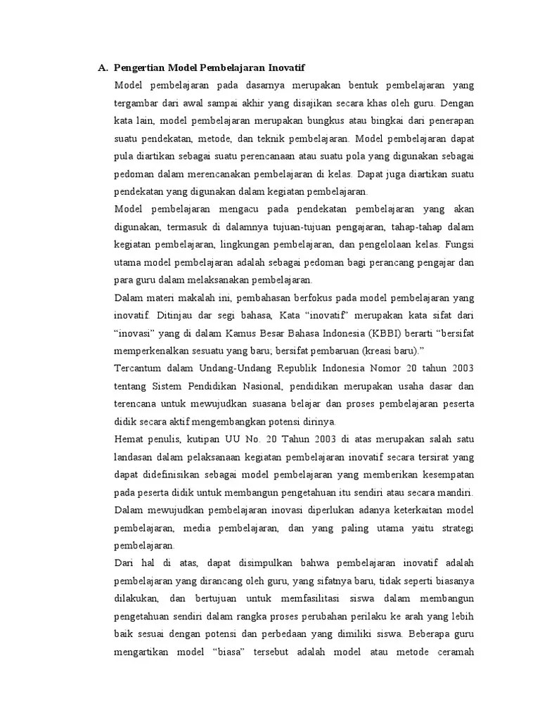 Materi Model Pembelajaran Inovatif Kelompok | PDF