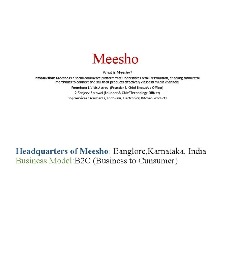 What Is Meesho? The Social Commerce Platform Explained | PDF